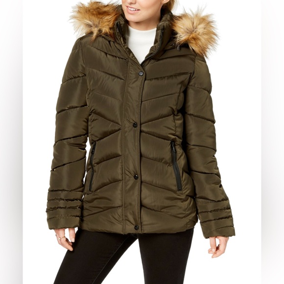 Madden Girl Jackets & Blazers - Madden Girl Juniors' Hooded Faux-Fur-Trim Parka